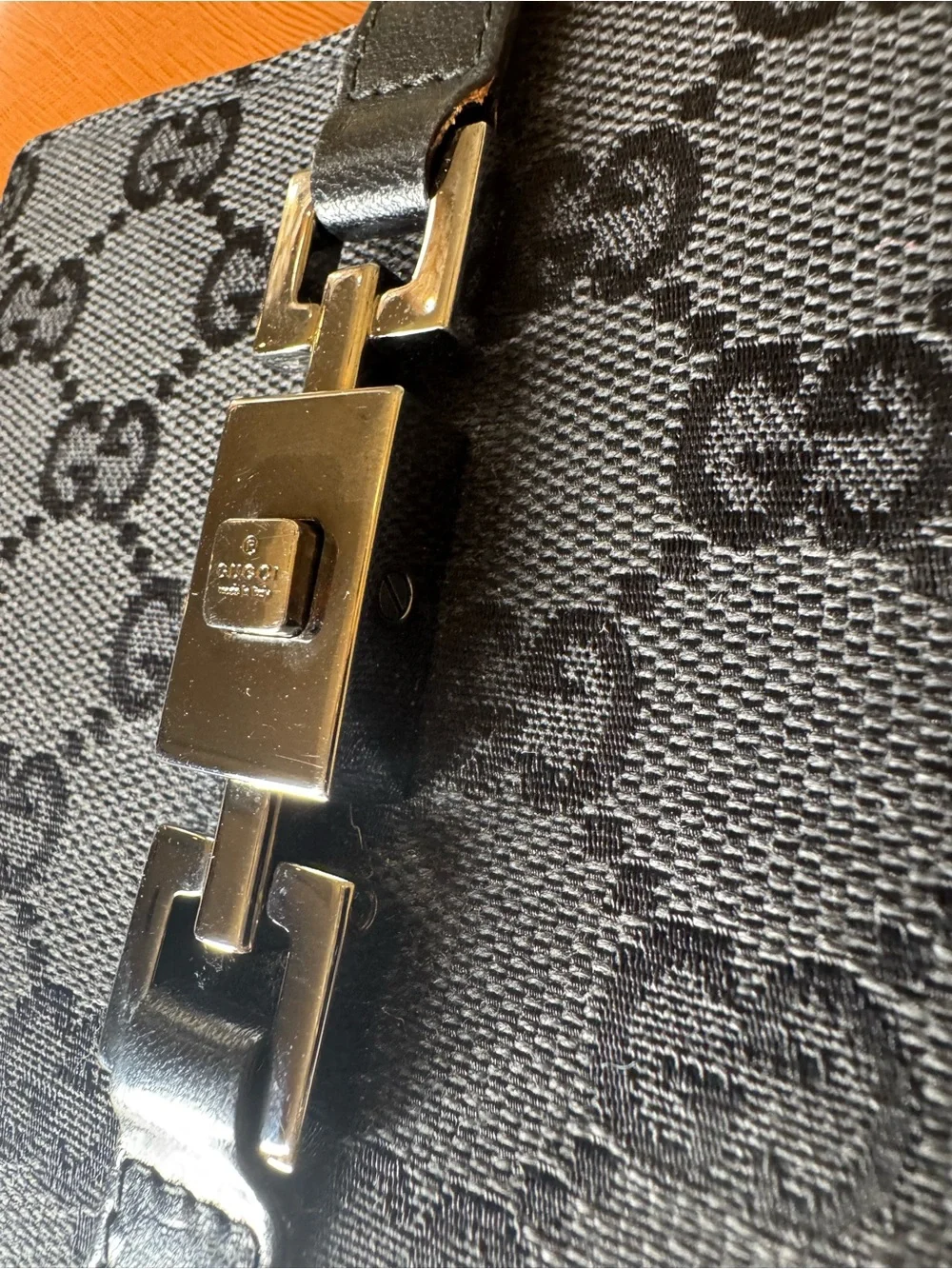 Gucci Vintage Hasler Horsebit Wallet Black GG Monogram Canvas